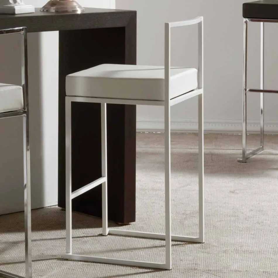 Sgabello Fisso in Ecopelle, Design Moderno H 65 cm- Alina Viadurini