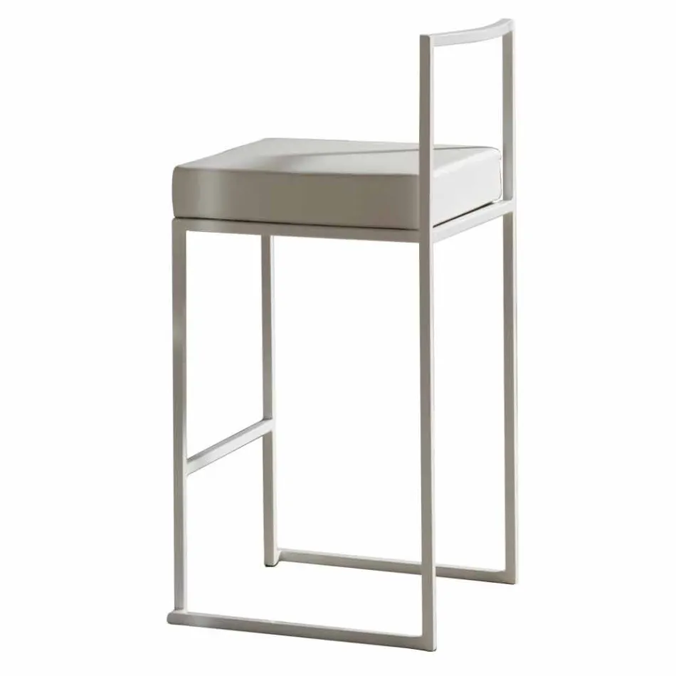 Sgabello Fisso in Ecopelle, Design Moderno H 65 cm- Alina Viadurini
