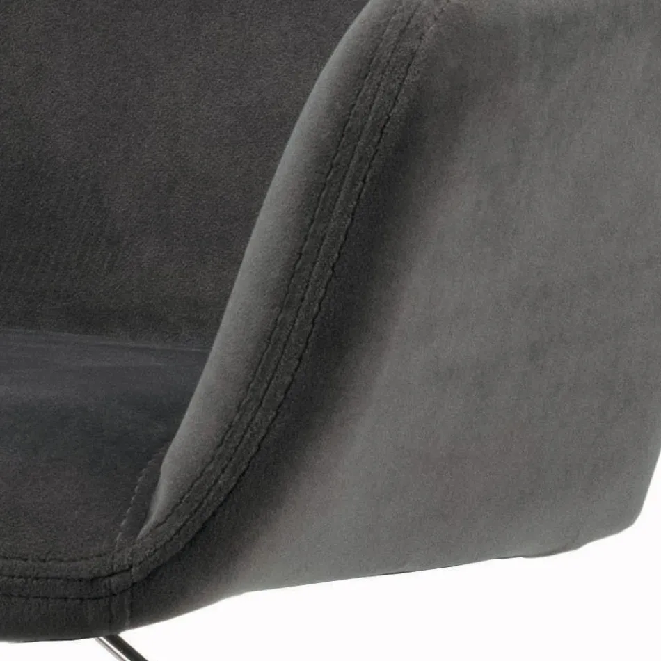 Sgabello Girevole con Seduta Rivestita e Base in Acciaio Made in Italy - Arona Viadurini