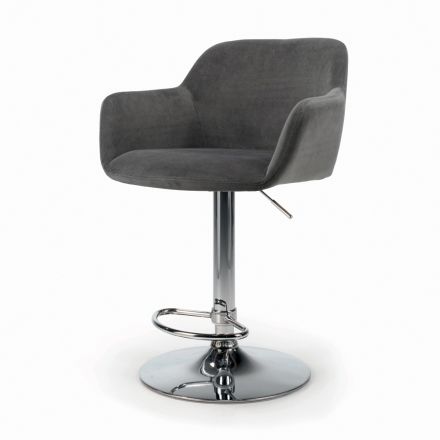Sgabello Girevole con Seduta Rivestita e Base in Acciaio Made in Italy - Arona Viadurini