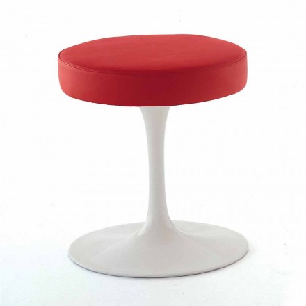 Sgabello Girevole in Alluminio Laccato con Seduta in Pelle Made in Italy - Dacia Viadurini