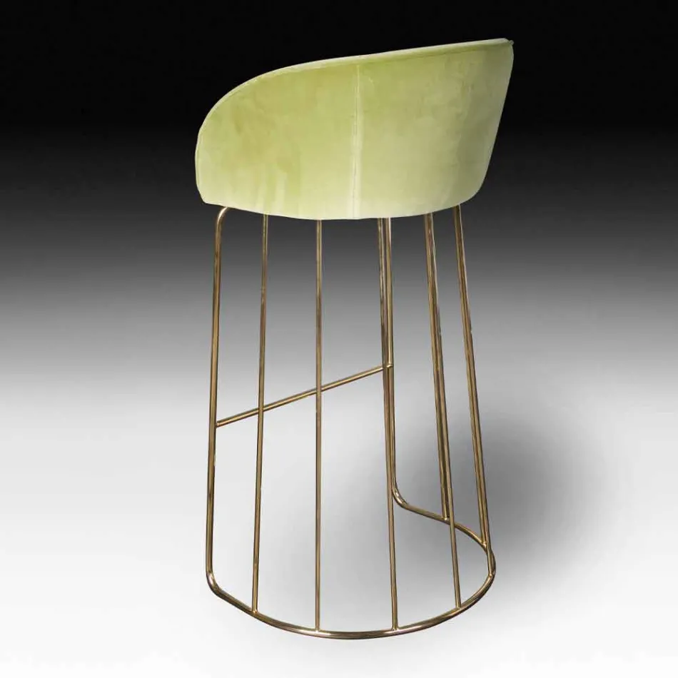 Sgabello Imbottito e Rivestito con Struttura in Metallo Made in Italy - Anversa Viadurini