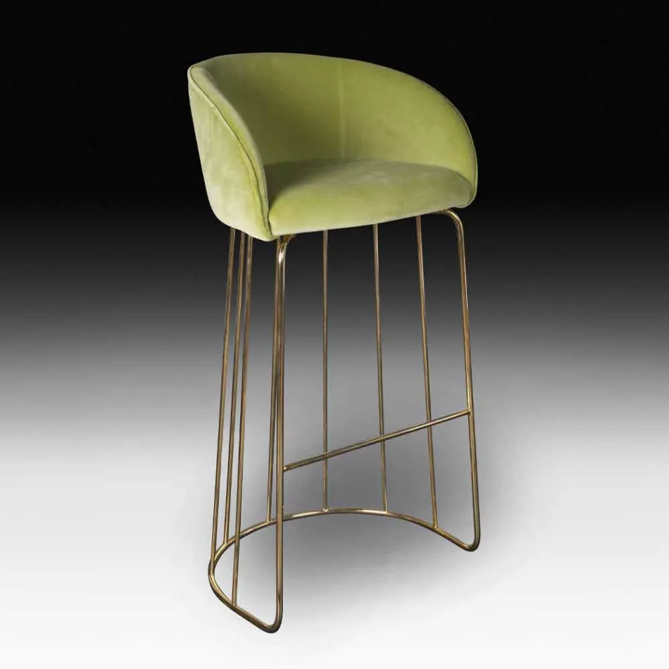 Sgabello Imbottito e Rivestito con Struttura in Metallo Made in Italy - Anversa Viadurini
