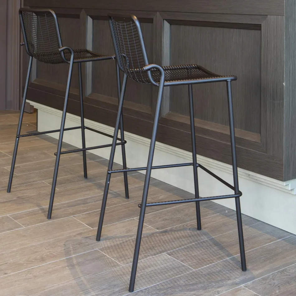 Sgabello Impilabile da Esterno in Metallo Made in Italy 2 Pezzi - Vikas Viadurini