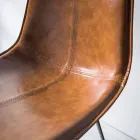 Sgabello in Ecopelle Effetto Cuoio H 80, Base 4 Gambe - Ovidio Viadurini