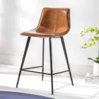 Sgabello in Ecopelle Effetto Cuoio H 80, Base 4 Gambe - Ovidio Viadurini