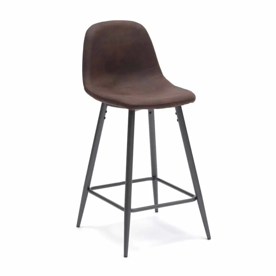 Sgabello in similpelle e metallo design moderno Gino Viadurini