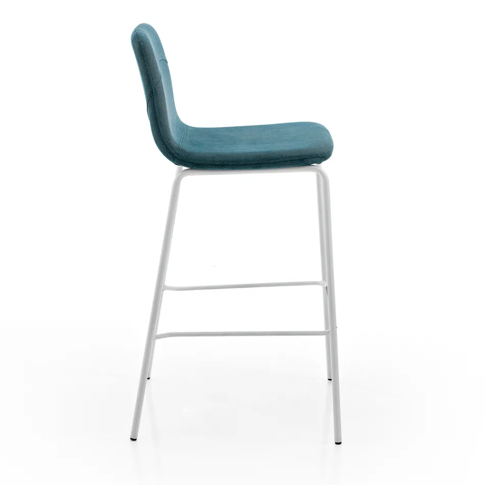 Sgabello in Tessuto Colorato e Metallo Moderno Made in Italy - Nautilus Viadurini