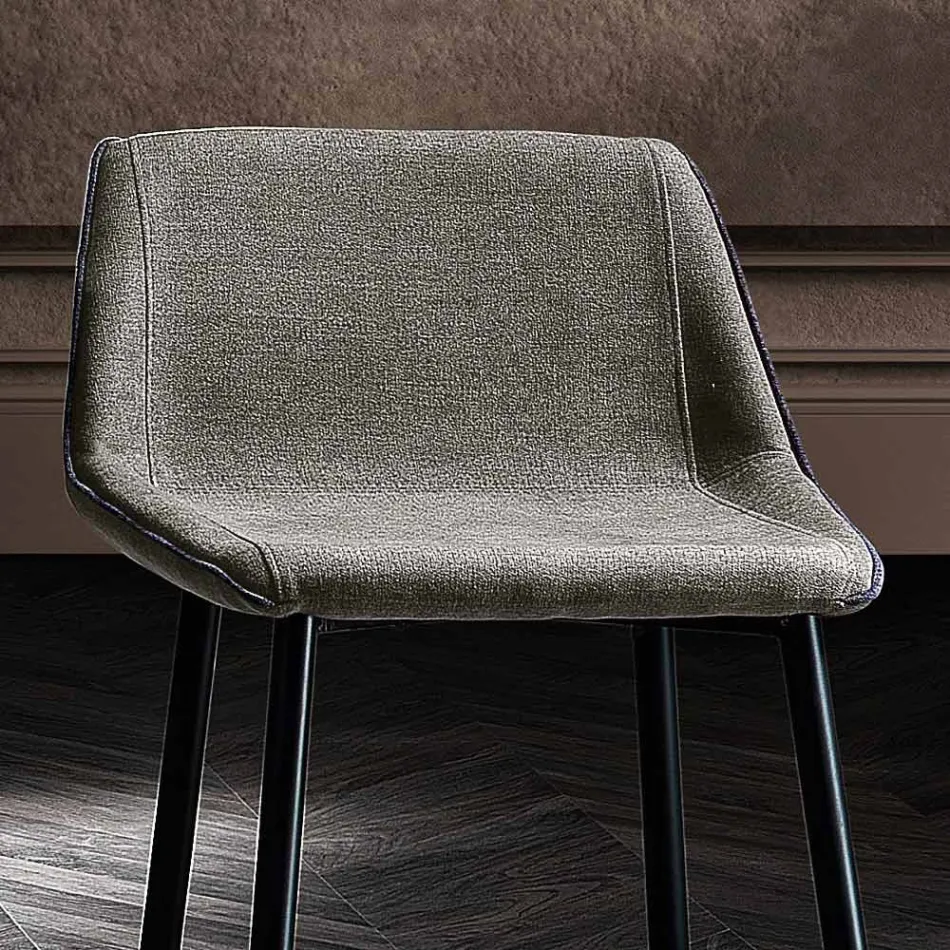 Sgabello in Tessuto e Metallo Antracite Design Made in Italy- Marianet Viadurini