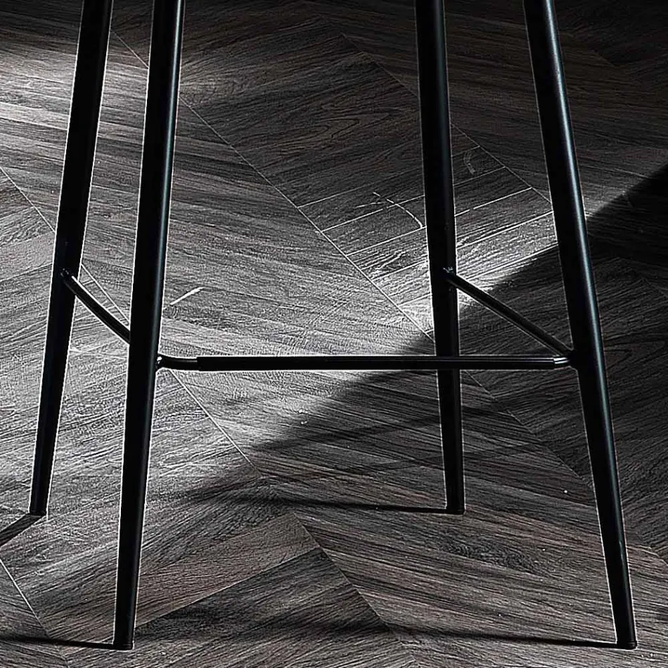 Sgabello in Tessuto e Metallo Antracite Design Made in Italy- Marianet Viadurini