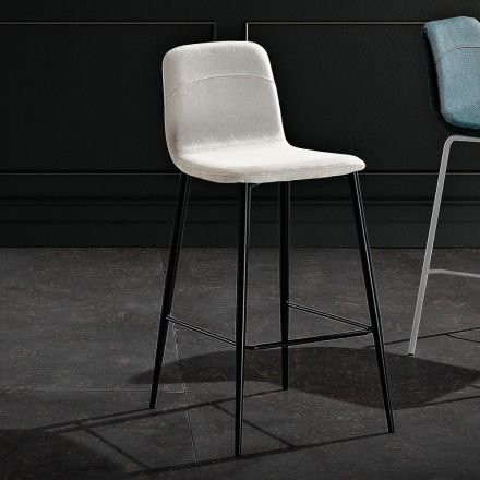 Sgabello in Tessuto e Metallo Antracite Design Made in Italy- Nautilus Viadurini