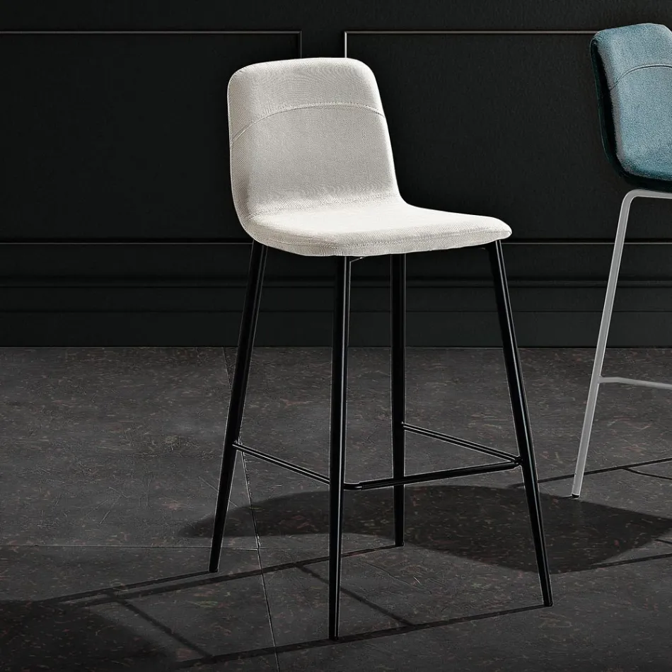 Sgabello in Tessuto e Metallo Antracite Design Made in Italy- Nautilus Viadurini