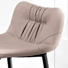 Sgabello in Tessuto Fibrato Effetto Pelle e in Metallo Made in Italy - Gohan Viadurini