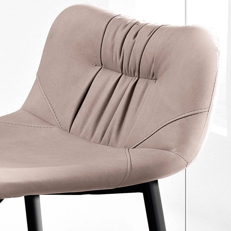 Sgabello in Tessuto Fibrato Effetto Pelle e in Metallo Made in Italy - Gohan Viadurini