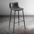 Sgabello in Tessuto Fibrato Effetto Pelle e in Metallo Made in Italy - Gohan Viadurini