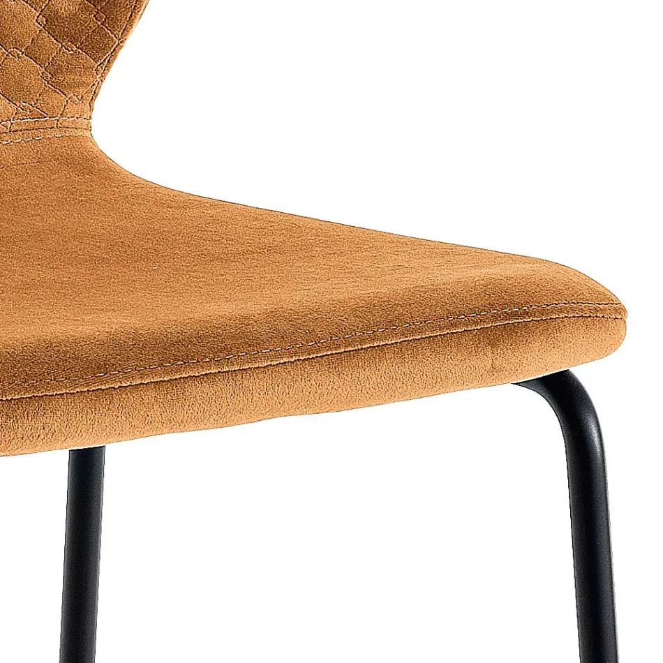 Sgabello Moderno da Cucina in Velluto Trapuntato Colorato di Design - Scarat Viadurini