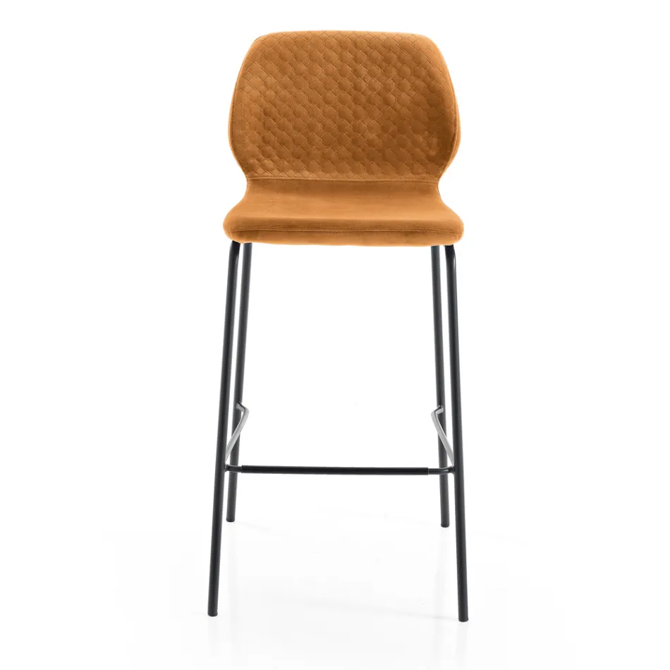 Sgabello Moderno da Cucina in Velluto Trapuntato Colorato di Design - Scarat Viadurini