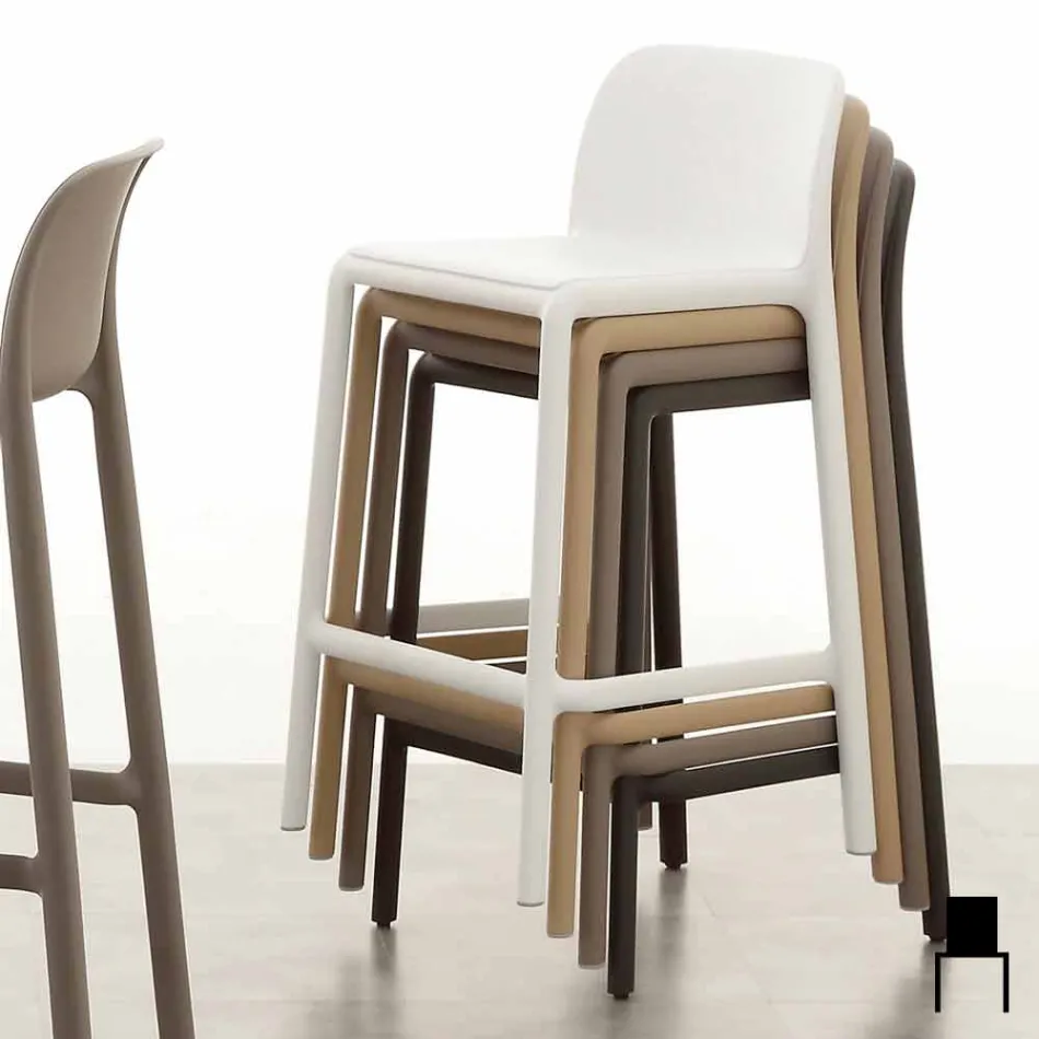 Sgabello resina H65 e fiberglass design moderno prodotto Italia Grosseto Viadurini