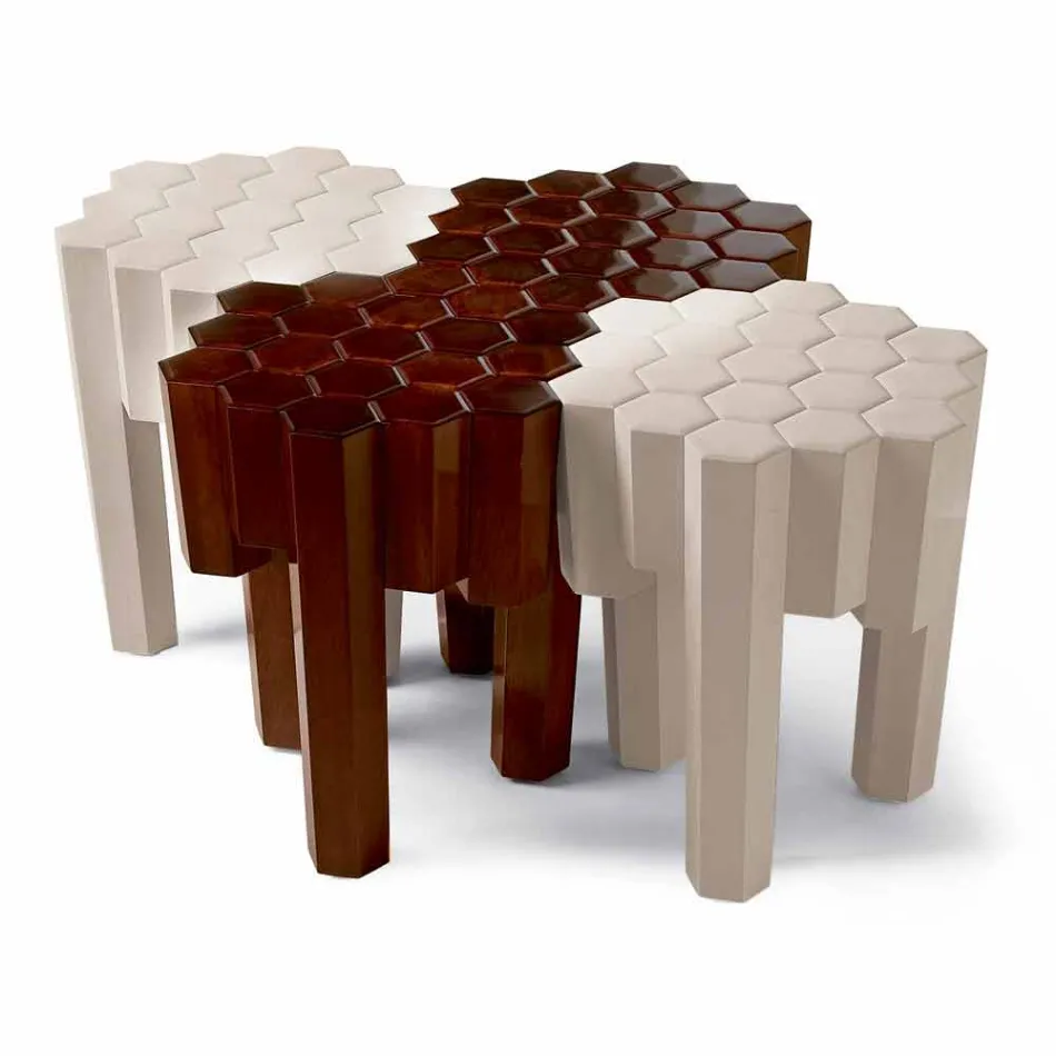 Sgabello/tavolino in legno massello di design, L38xP38 cm, Begga Viadurini