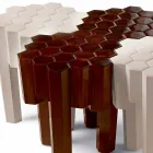 Sgabello/tavolino in legno massello di design, L38xP38 cm, Begga Viadurini