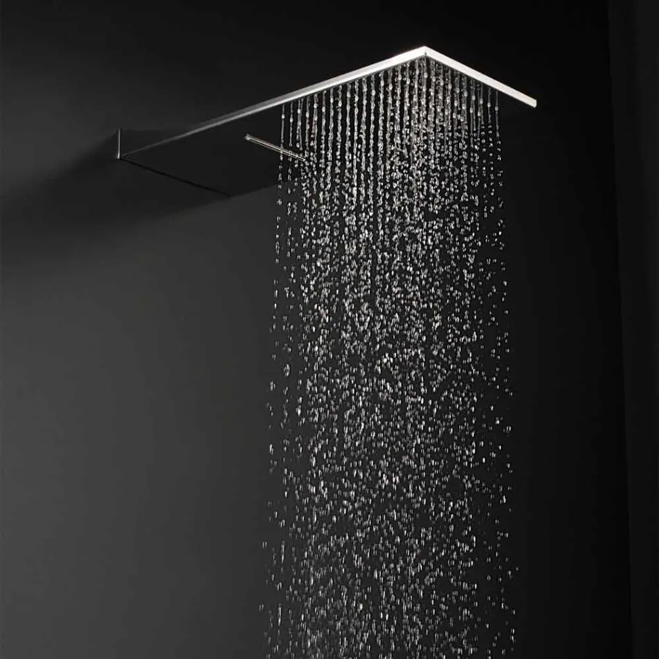 Soffione Doccia da Parete in Acciaio Inox Rettangolare Made in Italy - Netto Viadurini
