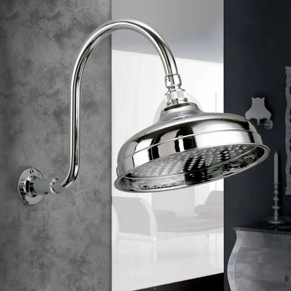 Soffione Doccia in Ottone con Braccio ad Arco Classico Made in Italy - Bisco Viadurini