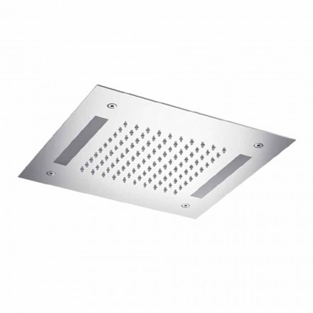 Soffione Doccia Quadrato in Acciaio Inox con Cromoterapia Made in Italy - Bilbo Viadurini