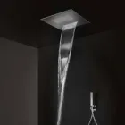 Soffione Doccia Quadrato in Acciaio Inox con Doppio Getto Made in Italy - Nello Viadurini