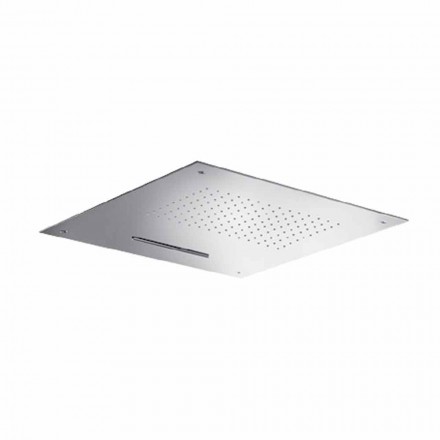 Soffione Doccia Quadrato in Acciaio Inox con Doppio Getto Made in Italy - Nello Viadurini