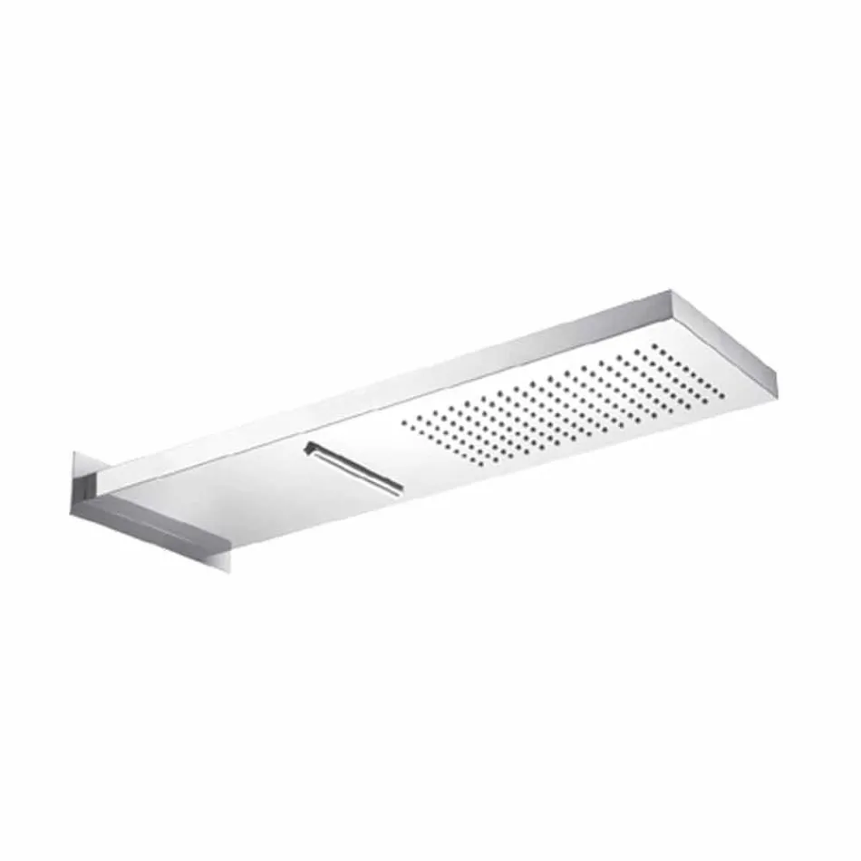 Soffione Doccia Rettangolare da Parete in Acciaio Inox Made in Italy - Roso Viadurini