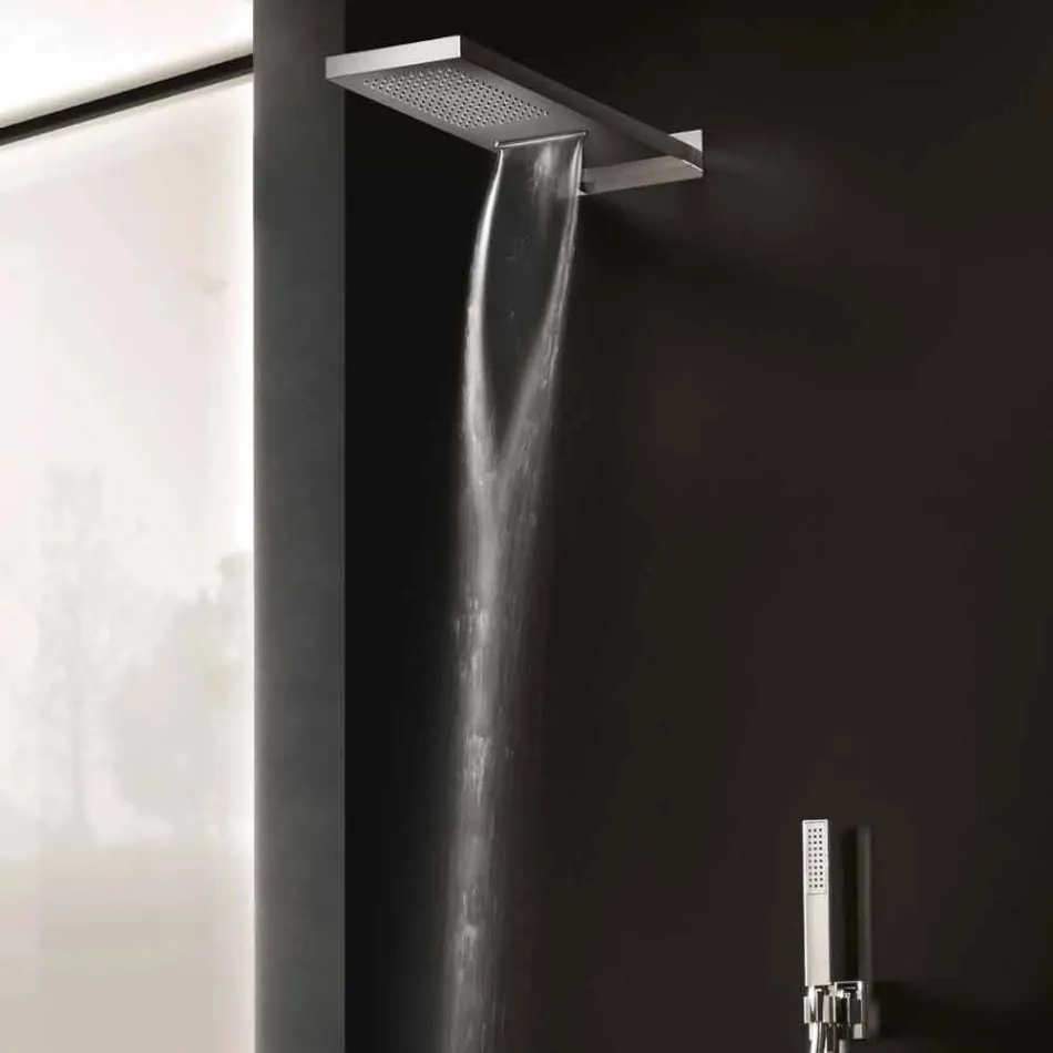 Soffione Doccia Rettangolare in Acciaio Inox da Parete Made in Italy - Anito Viadurini