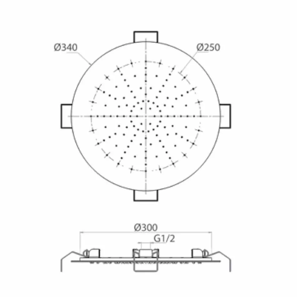 Soffione Doccia Rotondo da Soffitto in Acciaio Moderno Made in Italy - Damian Viadurini