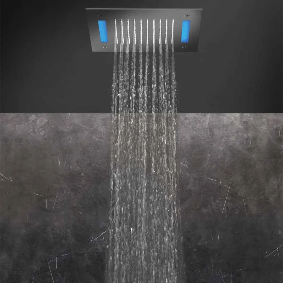Soffione Monogetto in Acciaio Inox con Cromoterapia a LED Made in Italy - Sauron Viadurini