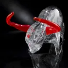 Soprammobile a Forma di Toro in Vetro Rosso e Trasparente Made in Italy - Torero Viadurini