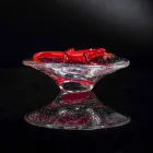 Soprammobile Decorativo in Vetro Trasparente e Rosso Made in Italy - Sossio Viadurini