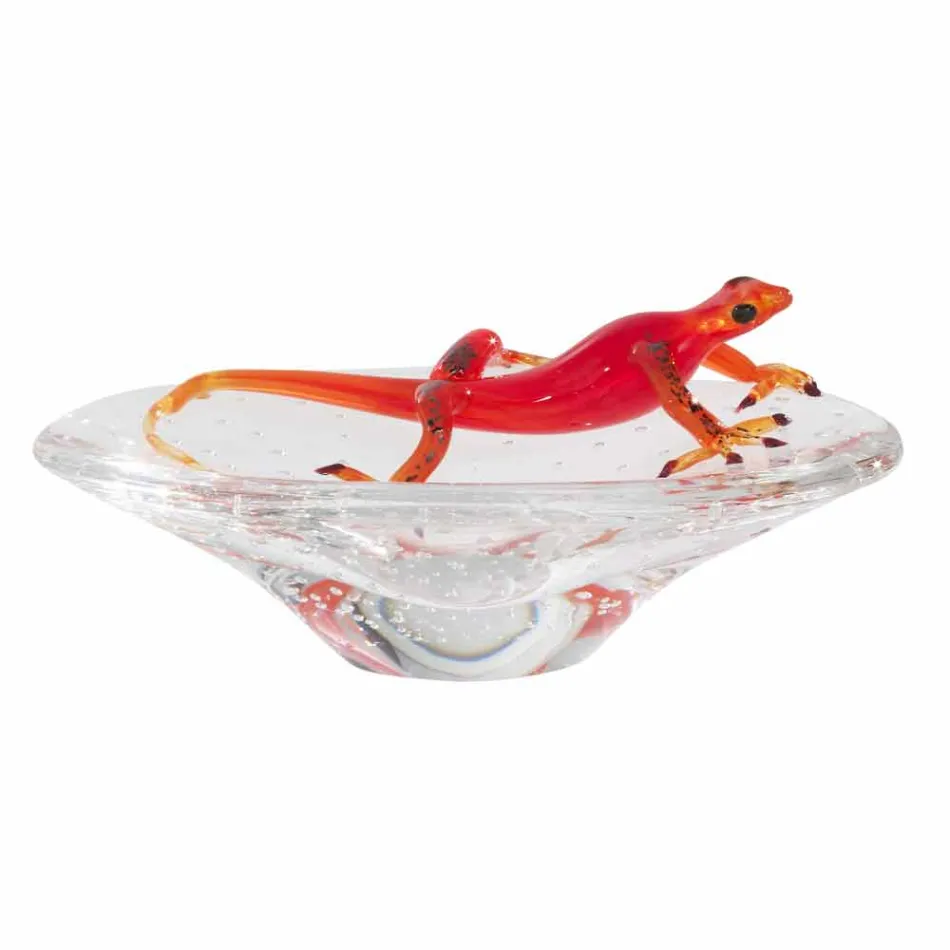 Soprammobile Decorativo in Vetro Trasparente e Rosso Made in Italy - Sossio Viadurini