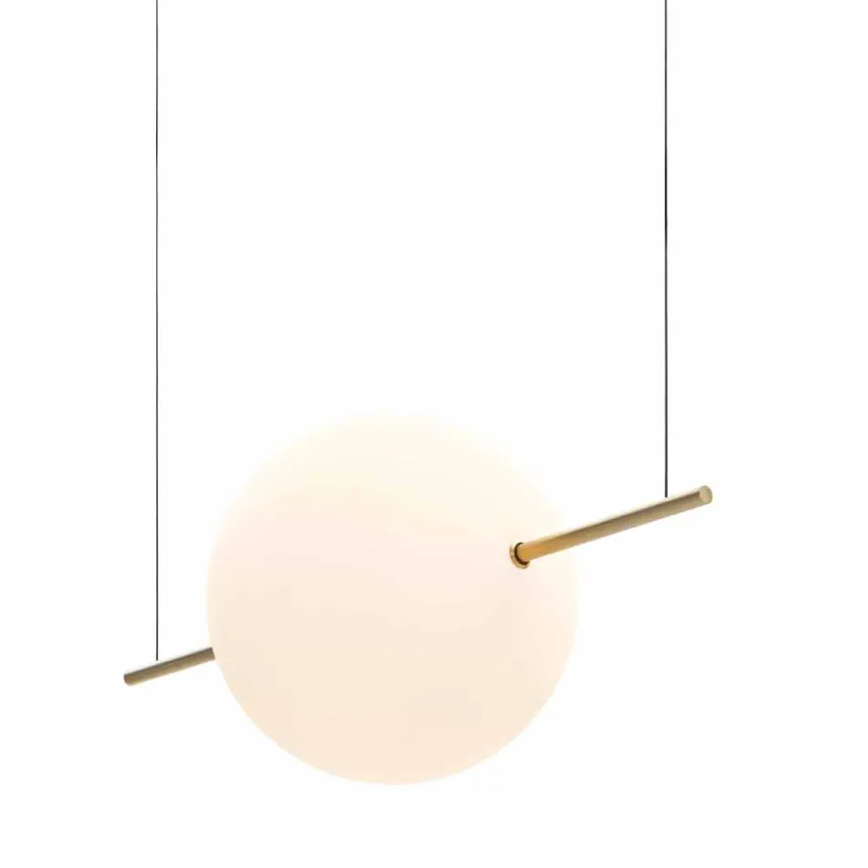 Sospensione Design in Vetro e Ottone con Luce LED, 3 Misure - Alma by Il Fanale Viadurini