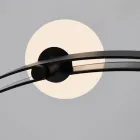 Sospensione di Design Tondo in Alluminio Nero con Sfere e Faretti - Esodo Viadurini