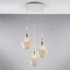 Sospensione in Ferro con Vetri Pyrex Made in Italy per Arredare L’interno - Olimpo Viadurini