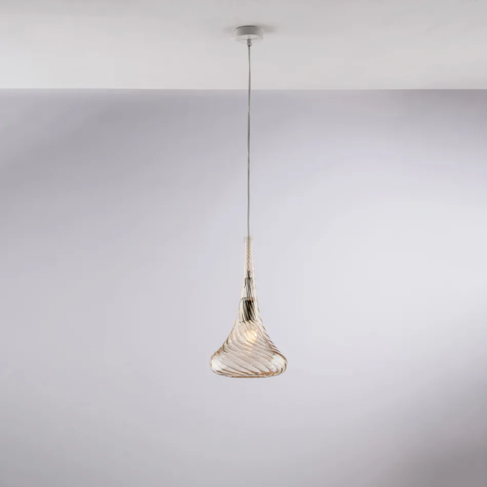 Sospensione in Ferro con Vetro Pyrex Made in Italy per Arredare L’interno - Corinto Viadurini