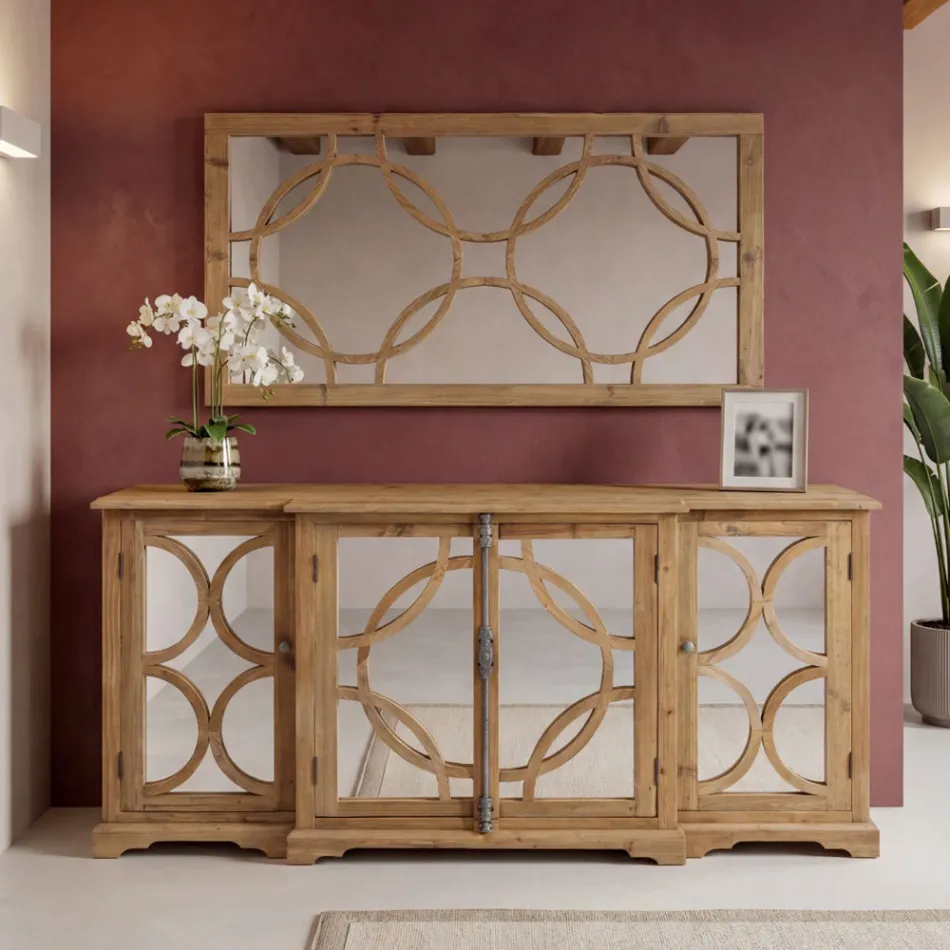 Specchiera 156x83 cm in Legno di Pino Naturale Invecchiato - Agosta Viadurini
