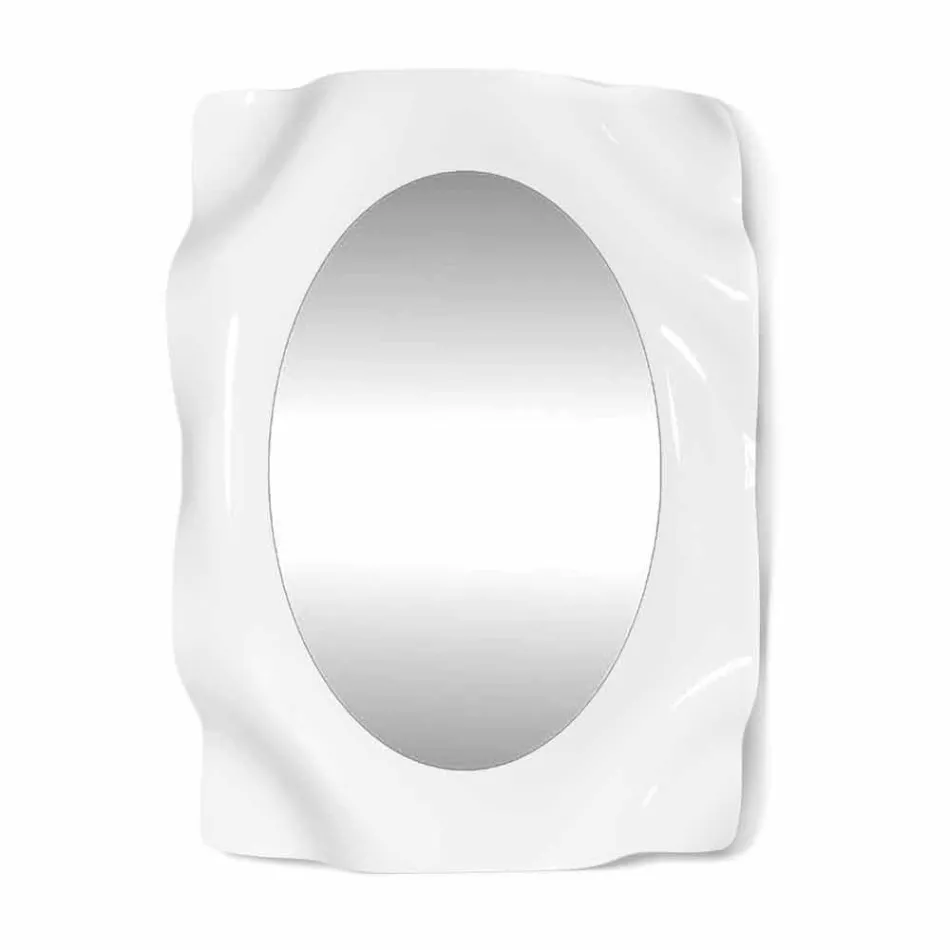 Specchiera a muro design moderno bianco latte Diva, made in Italy Viadurini