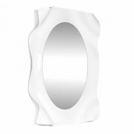 Specchiera a muro design moderno bianco latte Diva, made in Italy Viadurini