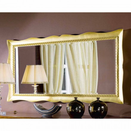 Specchiera a muro fatta a mano legno oro o argento made in Italy Luigi Viadurini