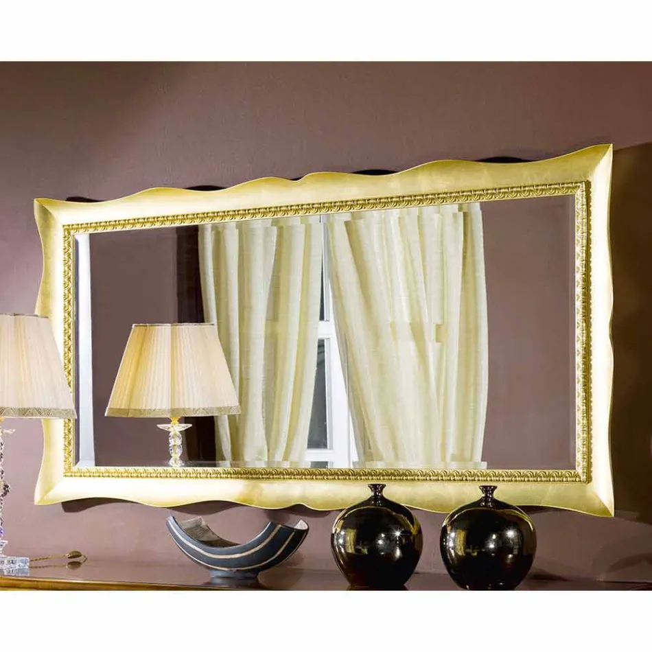 Specchiera a muro fatta a mano legno oro o argento made in Italy Luigi Viadurini