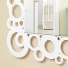 Specchiera a Muro Quadrata Bianca Design Moderno con Decori in Legno - Bubble Viadurini