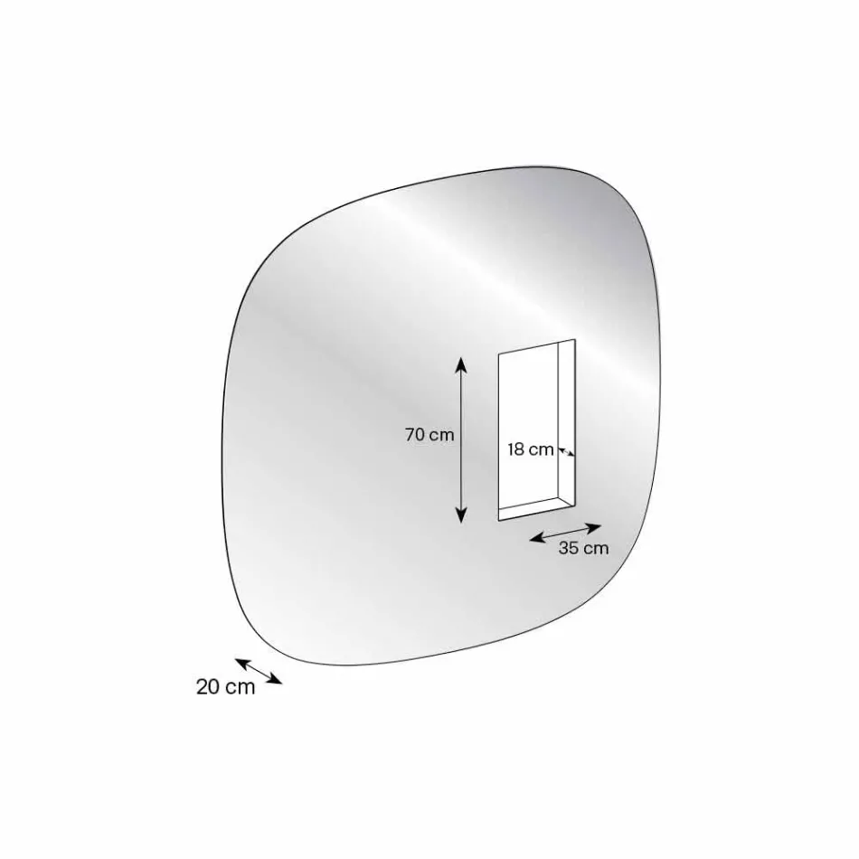 Specchiera a Parete con Luce Led e Vano Rosa Design Minimale Soggiorno - Matrix Viadurini