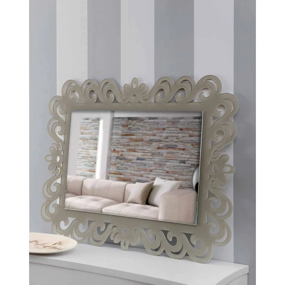 Specchiera a Parete Rettangolare di Design Moderno in Plexiglass Tortora - Selly Viadurini