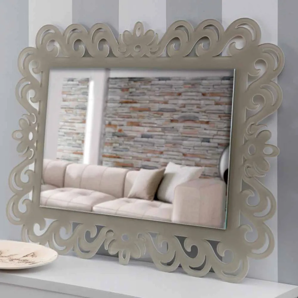 Specchiera a Parete Rettangolare di Design Moderno in Plexiglass Tortora - Selly Viadurini