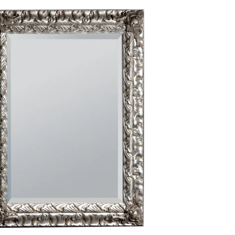 Specchiera con Specchio Molato e Cornice in Foglia Argento Made in Italy - Roua Viadurini